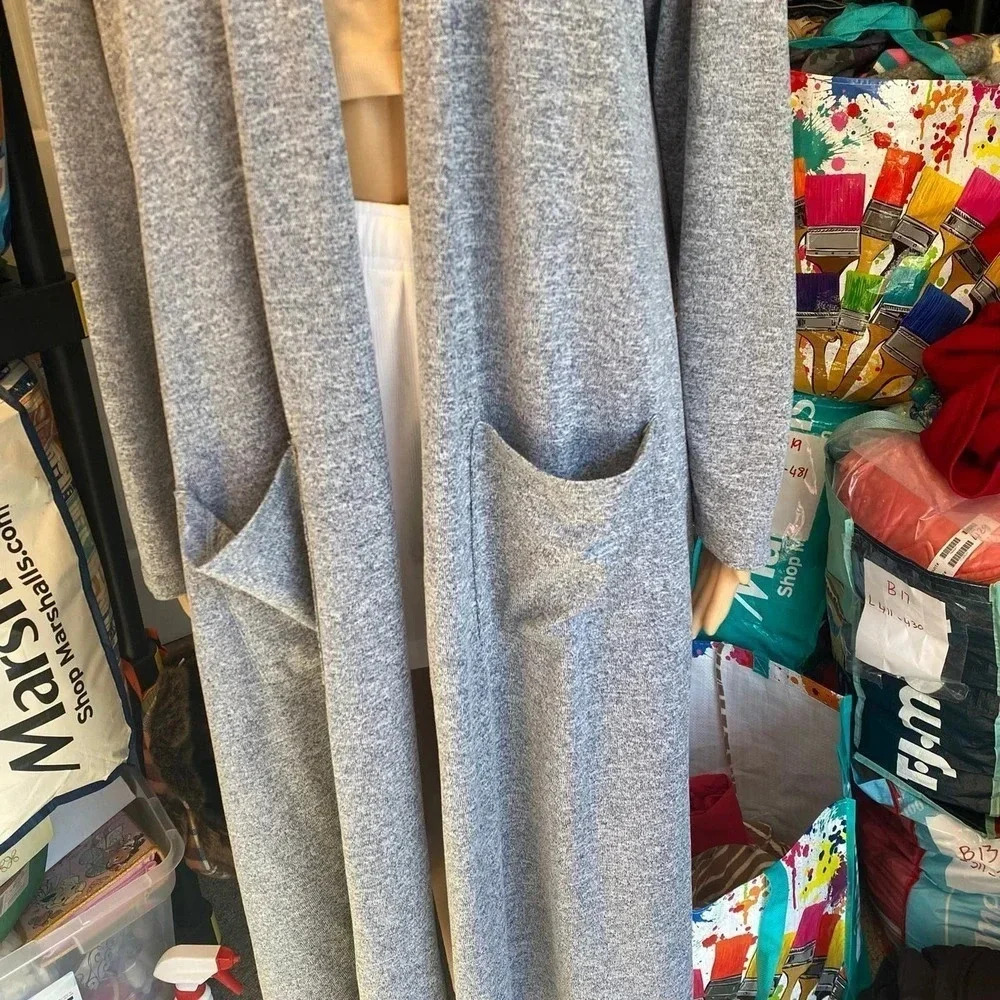 LulaRoe Blue Gray Long Open Cardigan With Pockets Women Size XL Casual Wear - Picture 7 of 7